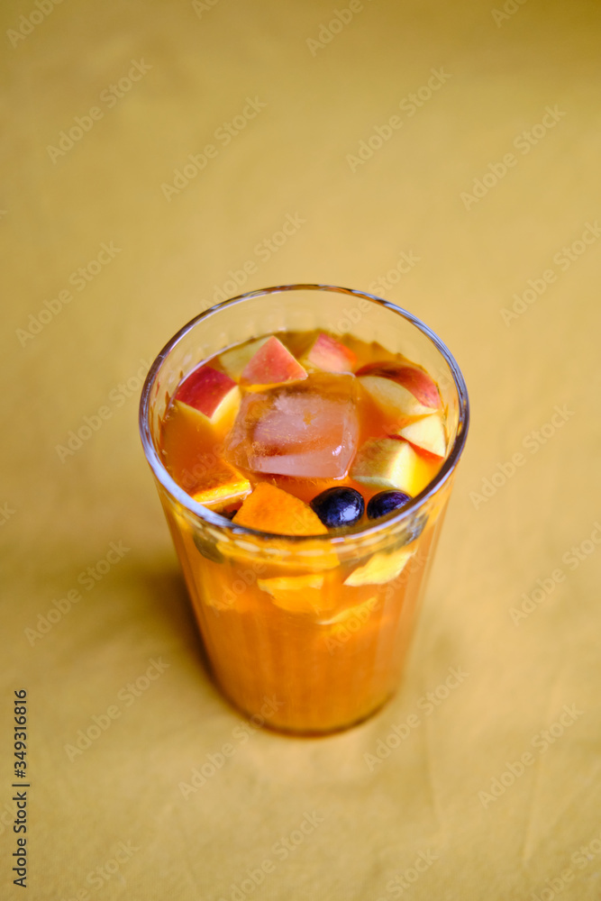 Homemade Sangria Ice Tea, Ice Tea with Fresh Fruits and Orange Juice Homemade Sangria Ice Tea, Ice Tea with Fresh Fruits and Orange Juice