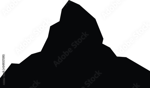 Silhouette of the Matterhorn. Mountain icon. Rock. The mountains. Black and white illustration. Print