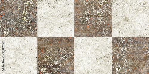 Wall Decor for interior home decoration, Ceramic Tile Design. it can be used for ceramic tile, wallpaper, linoleum, backdrop, coverpage, poster, textile, web page background -  Illustration