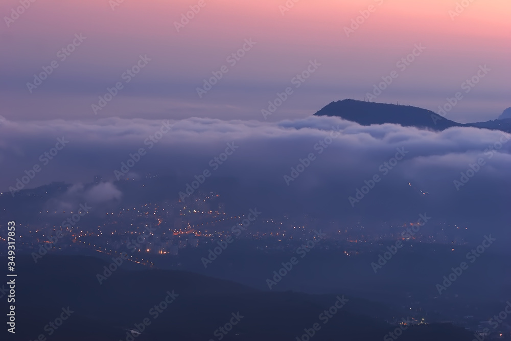 Fototapeta premium evening in the mountains. colorful sunset over Mount Demerdzhi.