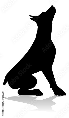 A detailed animal silhouette of a pet dog