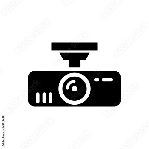 Vehicle dvr camera icon in black flat design on white background, sign for mobile concept and web design, Hd dvr recorder outline vector icon, Symbol, logo illustration, Vector graphics