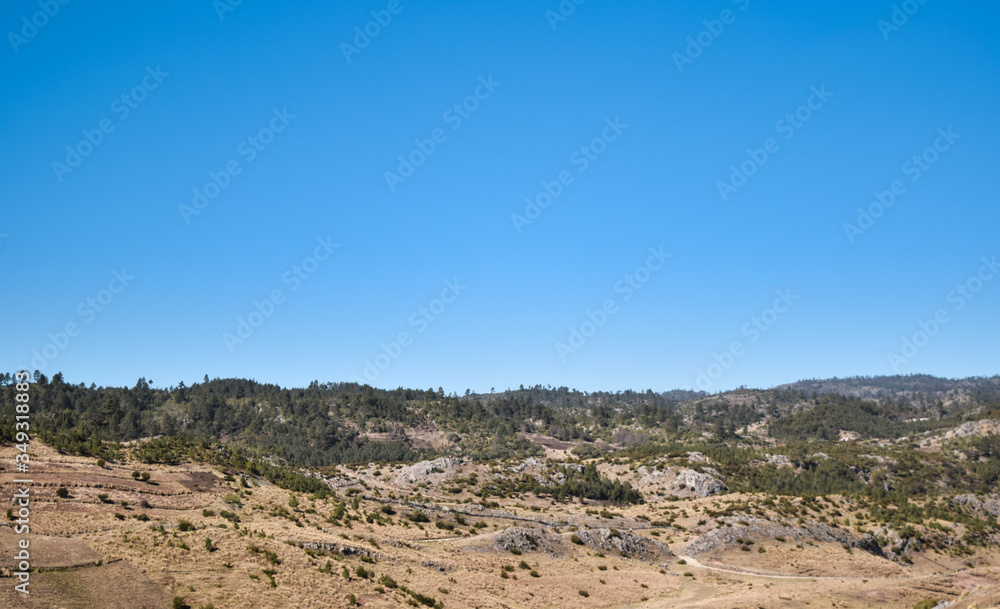 mountain landscape , park from guatemala, wiht blue sky	