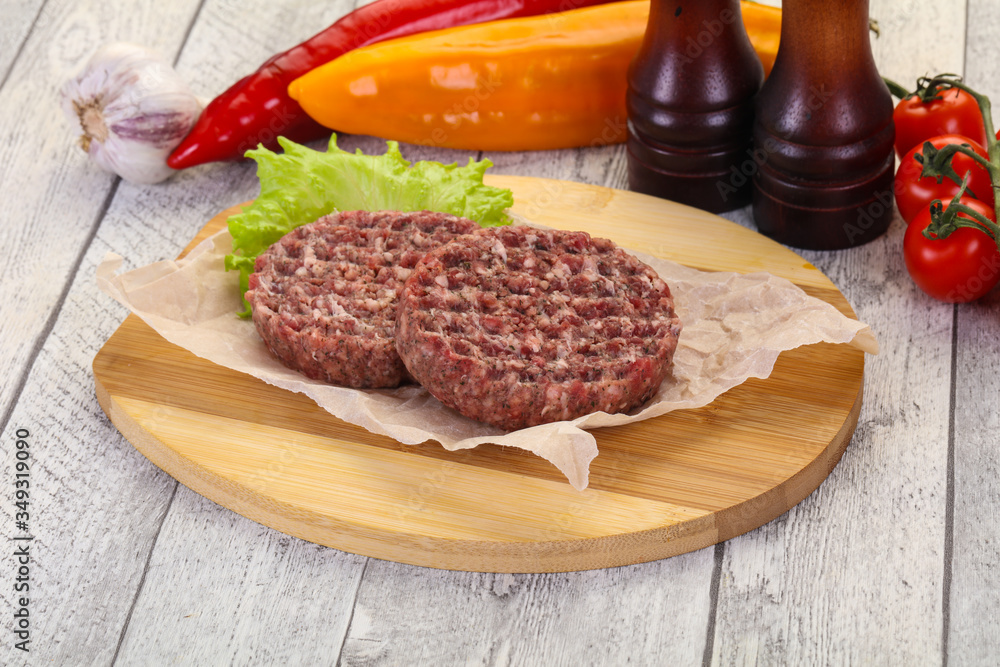 Raw burger cutlet