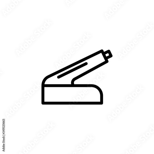 Car hand brake icon in outline style on white background, linear style sign for mobile concept and web design, Handbrake outline vector icon, Symbol, logo illustration