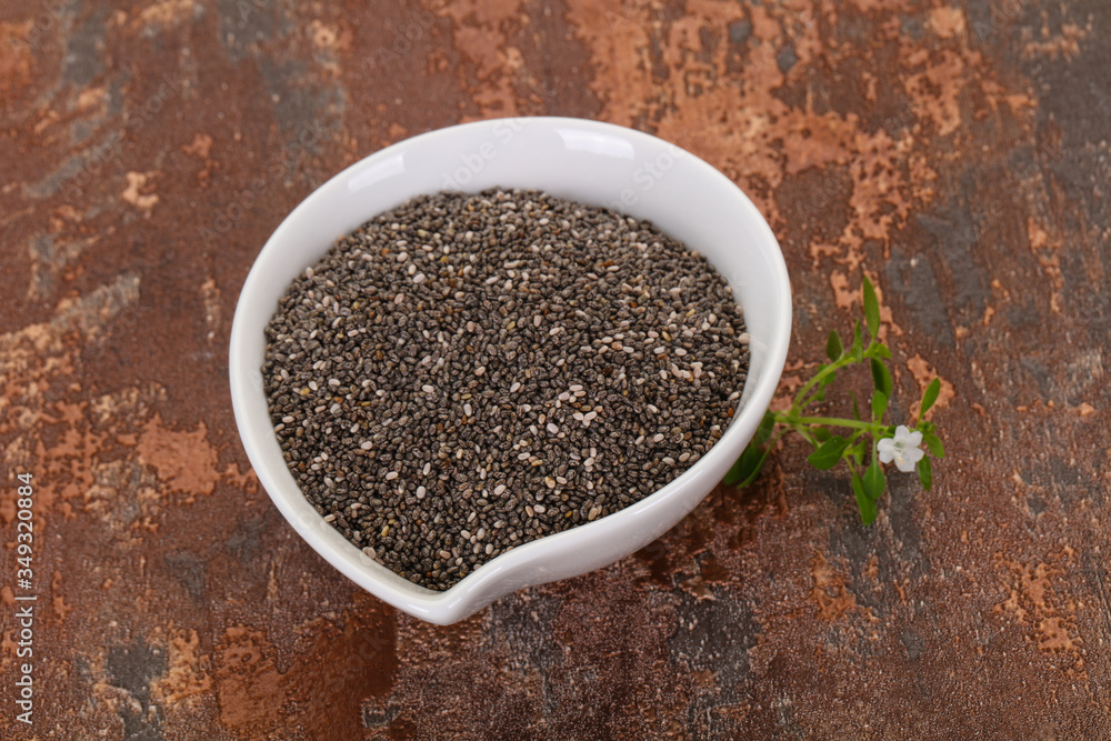 Dietary Chia seeds in the bowl Dietary Chia seeds in the bowl