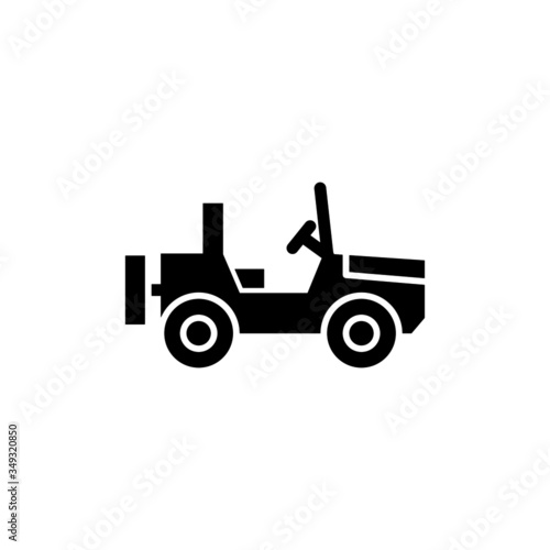 Canvas Print Military off road vehicle icon vector in black flat design on white background,