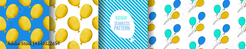 Set color air balloon texture. Cartoon seamless pattern for textile print, scrapbooking, baby shower, pajama print, wrapper paper printout. Happy Birthday decor ornament. Vector illustration