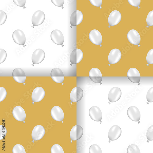 Tile golden and silver air balloon texture. Royal seamless pattern for textile print, scrapbooking, baby shower, background print, wrapper paper printout. Birthday decor ornament. Vector illustration