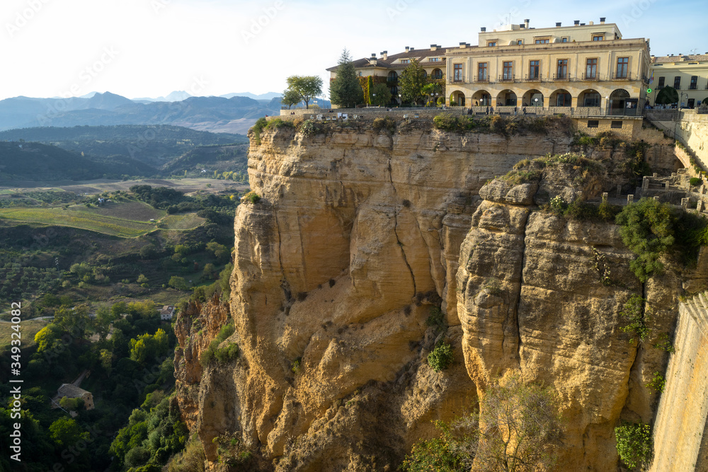 The old white town of Ronda in Andalusia, Spain. The picture was taken at sunset time