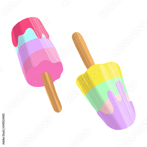 Hand drawn colorful delicious ice cream set.