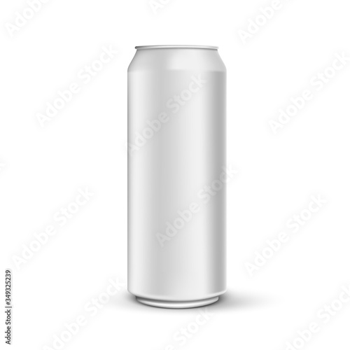 3d vector realistic metal can isolated on white background, beer aluminium can with shadows and realistic texture