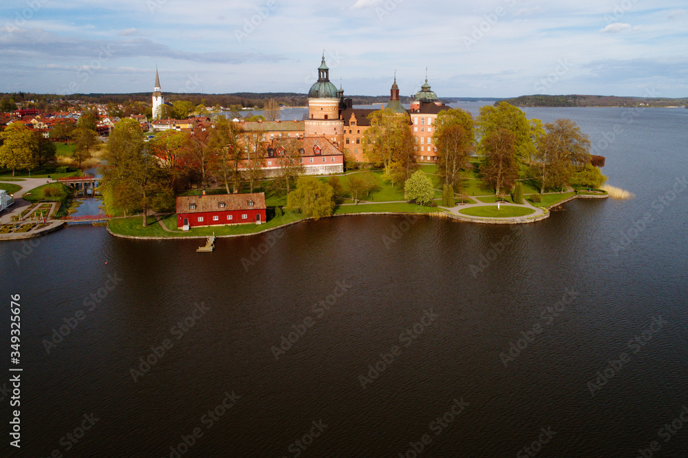 Aerial view of the Swedish 16 th century Gripsholm castle locates in the province of Sodermanland.
