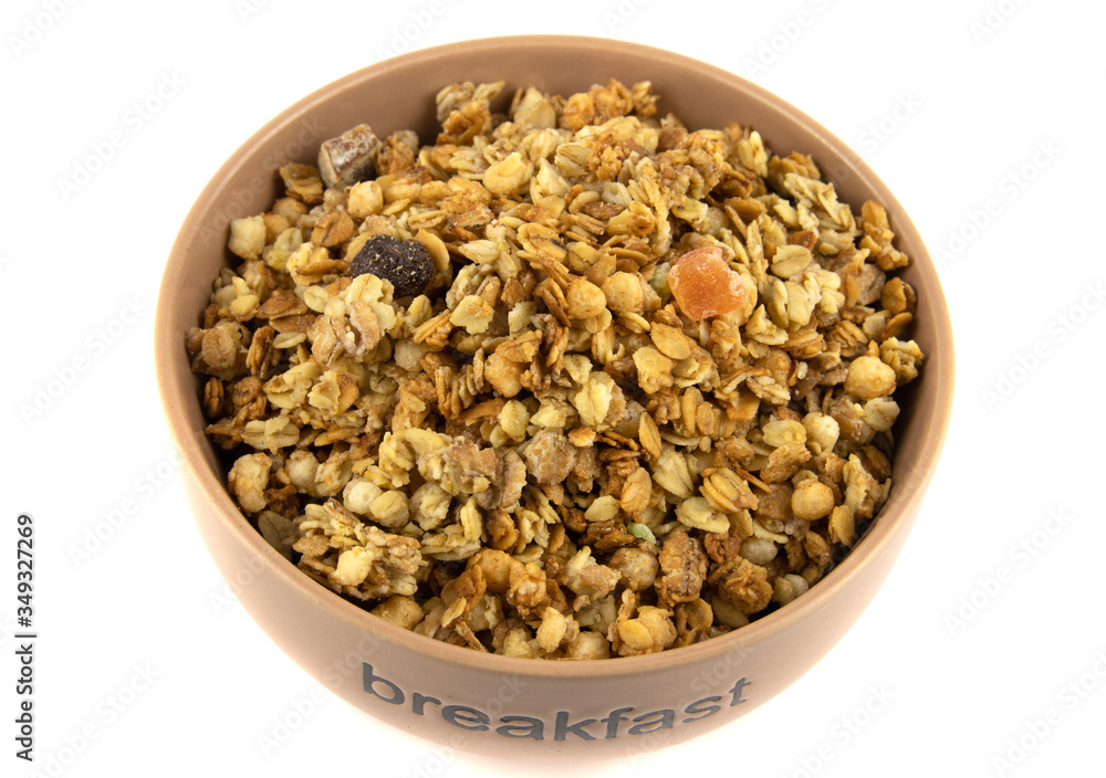 Healthy breakfast plate, cereal granola food with nuts seed organic muesli morning diet oat meal for health care Healthy breakfast plate, cereal granola food with nuts seed organic muesli morning diet oat meal for health care