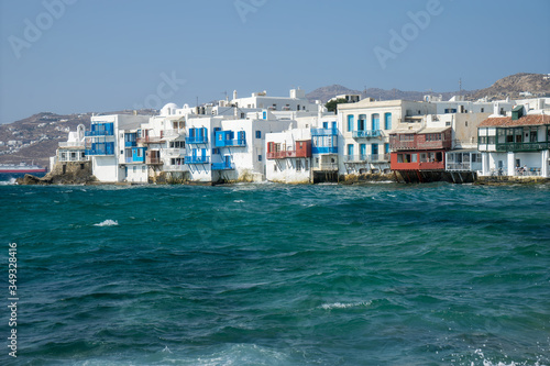 A beautiful view of the famous district of the Greek island of Mykonos - "Little Venice"