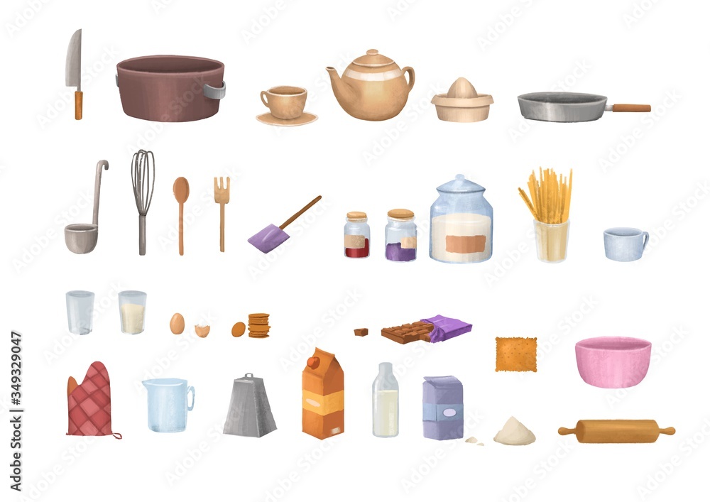 Obraz premium Color Kitchen set illustration