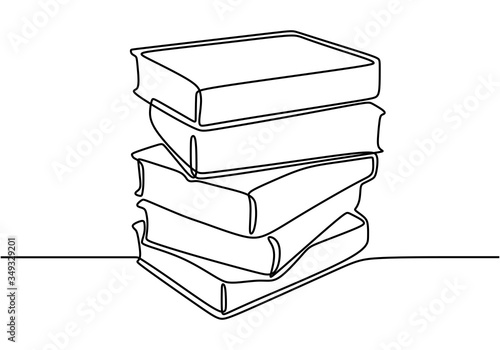 One line drawing of stack of books. Book is window of world. Study, learning with book. Smart education concept vector illustration. Good for banner read book concept