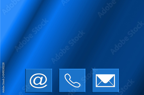  symbol telephone, email, address. Website page contact us or e-mail marketing concept