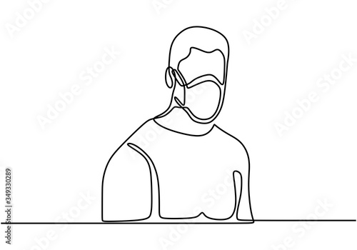 Single line drawing of male...