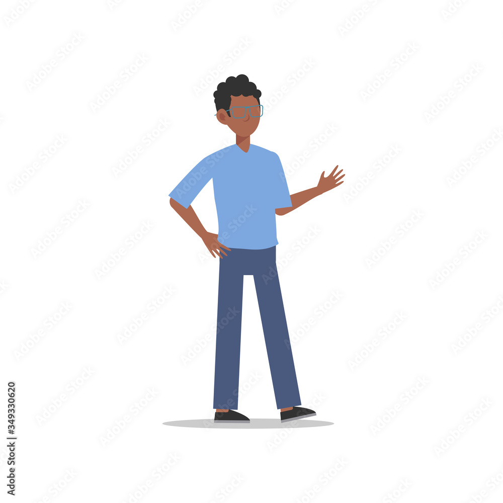 Cartoon character illustration of young man with glasses. Flat avatar icon design isolated on white background Cartoon character illustration of young man with glasses. Flat avatar icon design isolated on white background