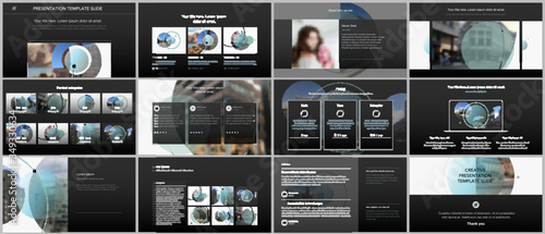 Presentation design vector templates, multipurpose template for presentation slide, flyer, brochure cover design with abstract circle banners. Social media web banner. Social network photo frame.