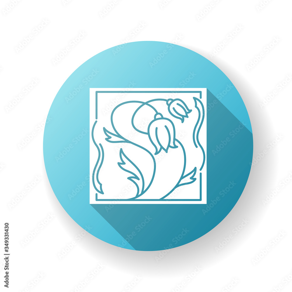 Modern art blue flat design long shadow glyph icon. Cultural movement. Botanical painting. Abstract flowers drawing. Modernism period. Silhouette RGB color illustration Modern art blue flat design long shadow glyph icon. Cultural movement. Botanical painting. Abstract flowers drawing. Modernism period. Silhouette RGB color illustration