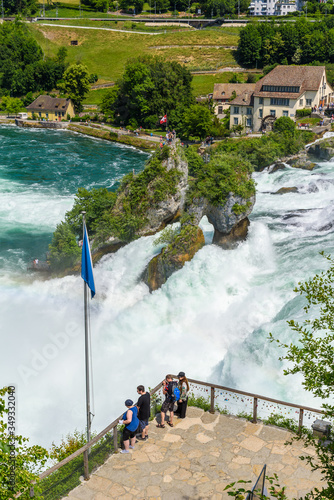 Rheinfall (Rhine Falls) in Switzerland between the cantons Schaffhausen and Zurich, Neuhausen am Rheinfall. photo