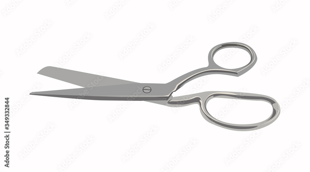 Vector Isolated Illustration of Steel Scissors Vector Isolated Illustration of Steel Scissors
