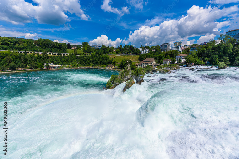 Rheinfall (Rhine Falls) in Switzerland between the cantons Schaffhausen and Zurich, Neuhausen am Rheinfall.