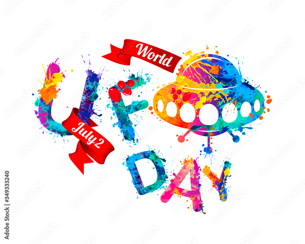custom made wallpaper toronto digitalWorld UFO day. July 2. Flying saucer. Vector splash paint