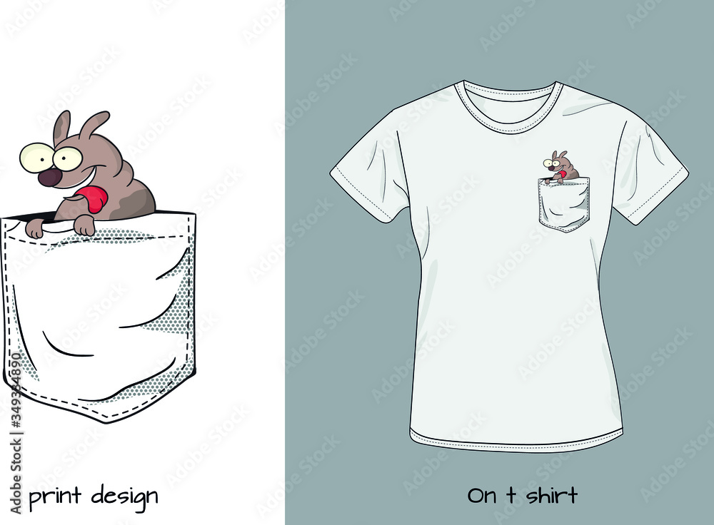 Vecteur Stock Funny animal in my pocket. T shirt design for youth