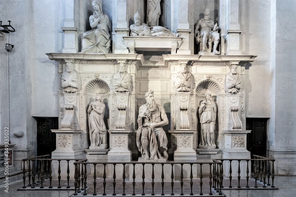 Statue of Moses in San Pietro in Vincoli, Saint Peter in Chain, church in Rome, Italy.