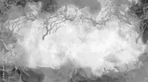 Watercolor black and white abstract background, paint canvas. Grayscale illustration. Abstract aquarelle texture grayscale backdrop. Paintbrush handmade technique splatter. Dispersed grunge wall.