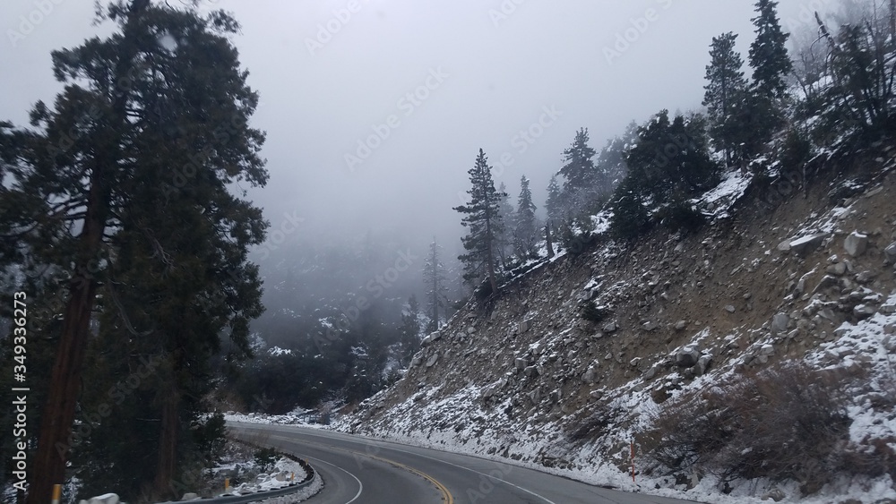 Mountain road in the snow Mountain road in the snow