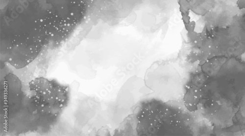Watercolor black and white abstract background, paint canvas. Grayscale illustration. Abstract aquarelle texture grayscale backdrop. Paintbrush handmade technique splatter. Dispersed grunge wall.