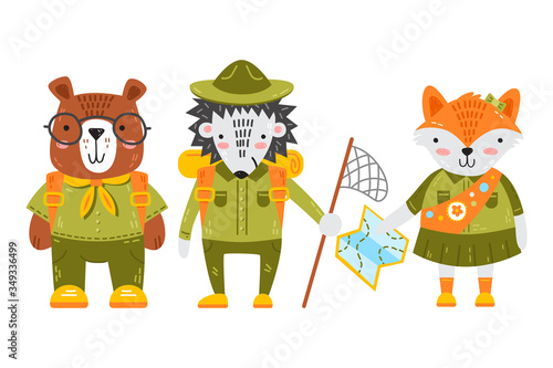 Baby animals in scout uniform