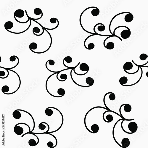 Beautiful pattern of abstract curls on a light gray background. Black curls seamless vector pattern for textile, print, wallpaper. Abstract background for your design.