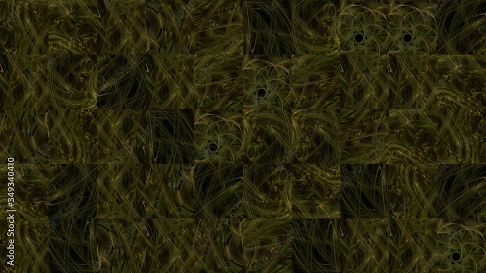 Abstract video from mosaic textures from the elements of the yellow lines of the fractal image. Background design. Backdrop. Wallpaper.