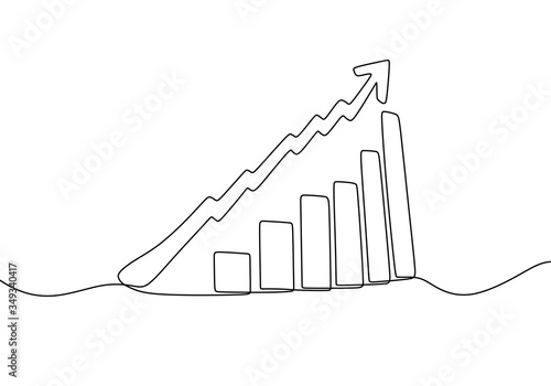 One continuous line drawing of graph icon isolated on white background.