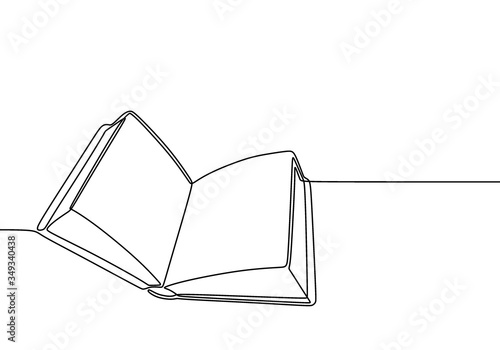 One line drawing, open book...