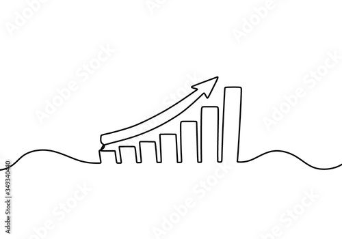 One continuous line drawing of graph icon isolated on white background.