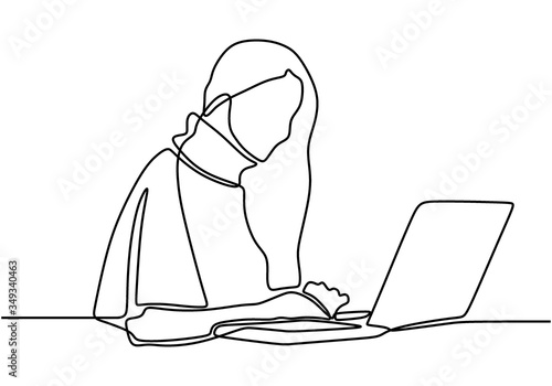 One line drawing of a woman...