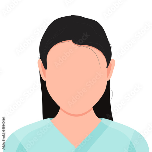 Female avatar. Female character in medical uniform. Woman as doctor or nurse.  Coronavirus epidemic. Vector stock  illustration isolated on white background.