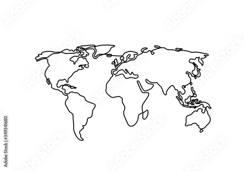 Continuous single line style world. Earth globe one line drawing of world map vector illustration minimalist design of minimalism isolated on white background. Global network connection.