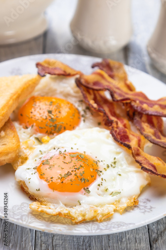 Fried eggs and bacon