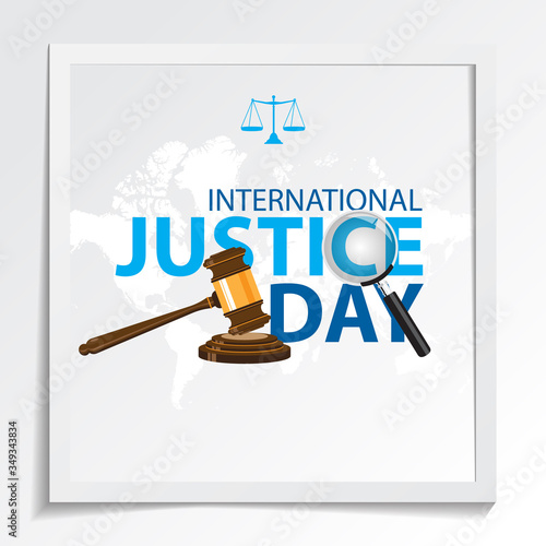 International Justice Day greeting banner concept with balance