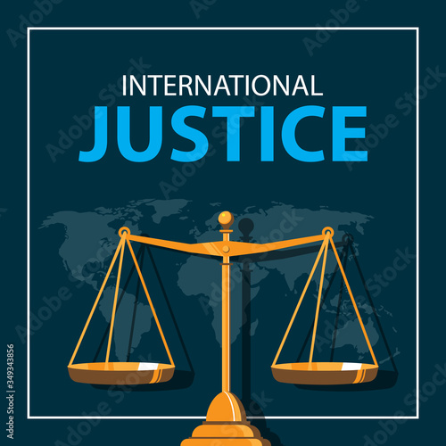 International Justice Day greeting banner concept with balance