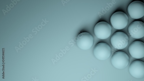 Abstract blue background with a set of blue spheres - 3D rendering illustration