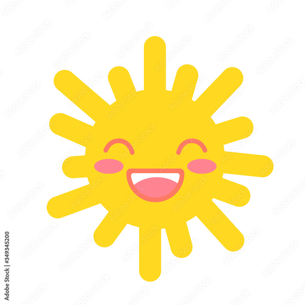Cute sun smiling on a white background. Flat design. Vector illustration Cute sun smiling on a white background. Flat design. Vector illustration