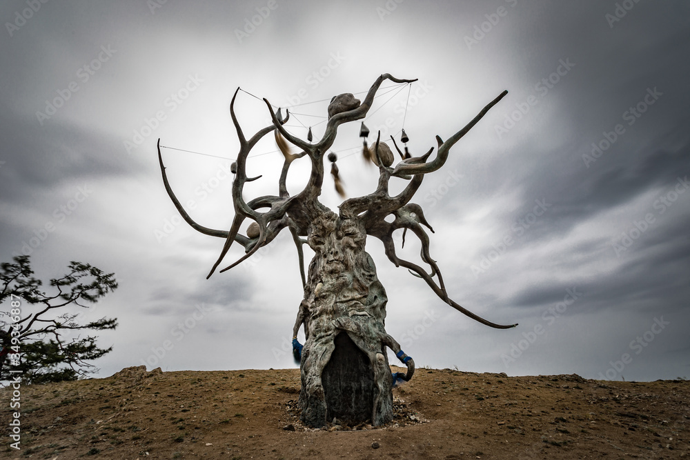 sculpture Guardian of Baikal on the island of Olkhon